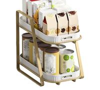 Liqzirtu Kitchen Rack - Non-Slip Display Organizer Stand, 2-Tier Sturdy Storage Shelf | Useful Kitchen Accessory for Adults Home Indoor Tabletop Dormitory Coffee Bar Desktop Organization Storage