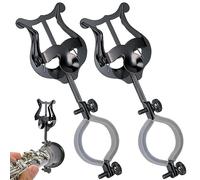 Lira de clarinete, paquete de 2 soportes negros para lira de clarinete para banda de marcha, clip de partitura de clarinete de 6.02 pulgadas y carpeta abatible, accesorios de instrumentos musicales