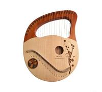 Lira de madera, 21 cuerdas, cuerpo de madera maciza de caoba con cuerdas de repuesto, llave de afinación, diseño cóncavo especial