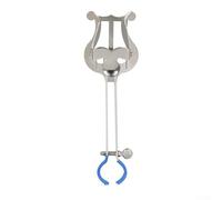 Lira de metal plateado para trompeta, soporte de música, hoja de instrumento de latón, accesorio de concierto portátil, acabado dorado, ligero para músicos, equipo de rendimiento de desfile (plata)
