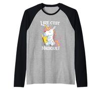 Lire C EST Magique Licorne Lecture Enfants Francais Camiseta Manga Raglan