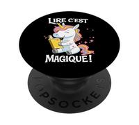 Lire C EST Magique Licorne Lecture Enfants Francais PopSockets PopGrip Adhesivo