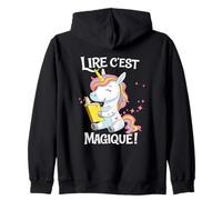 Lire C EST Magique Licorne Lecture Enfants Francais Sudadera con Capucha