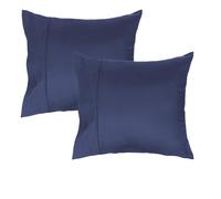 Lirex 2 Fundas de Almohada 50 x 50 cm, 100 por Ciento Algodón Satén, Transpirable, Refrescante, Suave para un Sueño de Calidad, Fundas con Cierre de sobre, Azul Marino