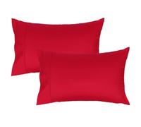 Lirex 2 Fundas de Almohada 50 x 75 cm, 100% Algodón Satén, Transpirable y Suave para un Descanso de Calidad, Certificado Oeko-Tex, con Cierre de sobre, Rojo