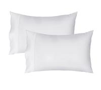 Lirex 2 Fundas de Almohada 50 x 91 cm, 100 por Ciento Algodón Satén, Transpirable, Refrescante, Suave para un Sueño de Calidad, Fundas con Cierre de sobre, Blanco