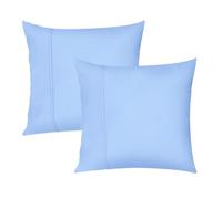 Lirex 2 Fundas de Almohada 60 x 60 cm, 100% Algodón Satén, Transpirable y Suave para un Descanso de Calidad, Certificado Oeko-Tex, con Cierre de sobre, Azul Claro