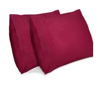 Lirex 2-Pack Fundas de Almohada 1800 Hilos, Fundas de Almohada de Microfibra Suave Cepillada, Transpirables sin Arrugas y Lavables a Máquina (60x60 cm, Vino Rojo)