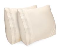 Lirex 2-Pack Fundas de Almohada 1800 Hilos, Fundas de Almohada de Microfibra Suave Cepillada, Transpirables sin Arrugas y Lavables a Máquina (40x40 cm, Beige)