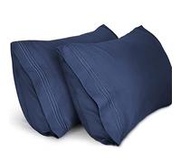 Lirex 2-Pack Fundas de Almohada 1800 Hilos, Fundas de Almohada de Microfibra Suave Cepillada, Transpirables sin Arrugas y Lavables a Máquina (30x50 cm, Azul)