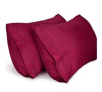 Lirex 2-Pack Fundas de Almohada 1800 hilos, Tamaño 50 cm x 101 cm Fundas de Almohada de Microfibra Suave Cepillada, Transpirables sin Arrugas y Lavables a Máquina, Vino Rojo