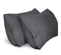 Lirex 2-Pack Fundas de Almohada, Tamaño 50 cm x 101 cm Fundas de Almohada de Microfibra Suave Cepillada, Transpirables sin Arrugas y Lavables a Máquina, Gris Oscuro