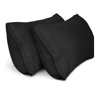 Lirex 2-Pack Fundas de Almohada, Tamaño 50 cm x 66 cm Fundas de Almohada de Microfibra Suave Cepillada, Transpirables sin Arrugas y Lavables a Máquina (Negro, Standard)