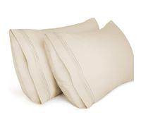 Lirex 2-Pack Fundas de Almohada, Tamaño 50 cm x 66 cm Fundas de Almohada de Microfibra Suave Cepillada, Transpirables sin Arrugas y Lavables a Máquina, Beige