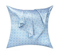 Lirex 2 Paquetes Funda de Almohada Satén 50x50cm, Suave como una Funda Almohada Seda, Fundas con Cierre de Cremallera, Protege Cabello y Piel, Diseño Floral Suave con Azul Margarita