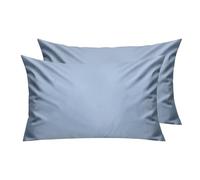 Lirex Fundas de Almohada Pack de 2, 300 Hilos 100% Algodón Transpirables y Suaves Cubrealmohadas, 50 x 75 cm, Azul Gris Claro