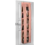 Lirex Organizador de Bolsos,Organizador de Bolsos de Mujer 6 Bolsillos Transparentes Plegables para Bufandas,Organizador Bolsos Armario,Colgador de Bolsos,Rosa Claro