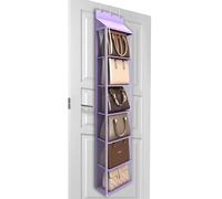 Lirex Organizador de Bolsos para Colgar en la Puerta, Organizador de Carteras con 6 Bolsillos y Cremallera, para Bufandas, Sombreros y Leggins, 40 x 14.5 x 173 cm, Púrpura