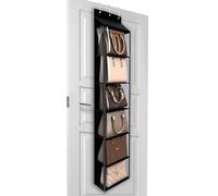 Lirex Organizador de Bolsos para Colgar en la Puerta, Organizador de Carteras con 6 Bolsillos y Cremallera, para Bufandas, Sombreros y Leggins, 30 x 12.8 x 131 cm, Negro