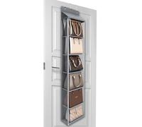 Lirex Organizador de Bolsos para Colgar en la Puerta, Organizador de Carteras con 6 Bolsillos y Cremallera, para Bufandas, Sombreros y Leggins, 30 x 12.8 x 131 cm, Gris