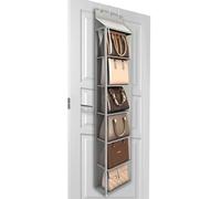 Lirex Organizador de Bolsos para Colgar en la Puerta, Organizador de Carteras con 6 Bolsillos y Cremallera, para Bufandas, Sombreros y Leggins, 30 x 12.8 x 131 cm, Gris Claro