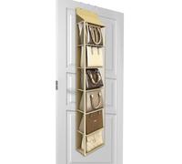 Lirex Organizador de Bolsos para Colgar en la Puerta, Organizador de Carteras con 6 Bolsillos y Cremallera, para Bufandas, Sombreros y Leggins, 40 x 14.5 x 173 cm, Café Claro