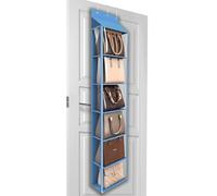 Lirex Organizador de Bolsos para Colgar en la Puerta, Organizador de Carteras con 6 Bolsillos y Cremallera, para Bufandas, Sombreros y Leggins, 30 x 12.8 x 131 cm, Azul