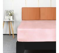 Lirex Sábana Bajera de Satén 140x200cm, para Colchón de hasta 35 cm de Altura, Ropa de Cama de Satén de Poliéster, Lujosa y Suave, Rosa Claro