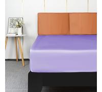 Lirex Sábana Bajera de Satén 150x200cm, para Colchón de hasta 35 cm de Altura, Ropa de Cama de Satén de Poliéster, Lujosa y Suave, Púrpura Claro