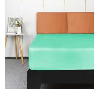 Lirex Sábana Bajera de Satén 150x200cm, para Colchón de hasta 35 cm de Altura, Ropa de Cama de Satén de Poliéster, Lujosa y Suave, Aqua