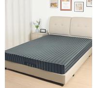 Lirex Sábana Bajera de Satén 160 x 200cm,para Colchón de hasta 35 cm de Altura, Ropa de Cama de Satén de Poliéster, Lujosa y Suave, Rayas Gris Oscuro