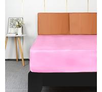 Lirex Sábana Bajera de Satén 160x200cm, para Colchón de hasta 35 cm de Altura, Ropa de Cama de Satén de Poliéster, Lujosa y Suave, Rosa Sakura