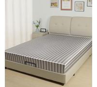 Lirex Sábana Bajera de Satén 180 x 200cm,para Colchón de hasta 35 cm de Altura, Ropa de Cama de Satén de Poliéster, Lujosa y Suave, Rayas Gris Claro