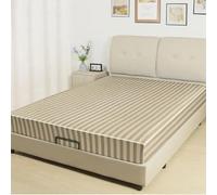 Lirex Sábana Bajera de Satén 180 x 200cm,para Colchón de hasta 35 cm de Altura, Ropa de Cama de Satén de Poliéster, Lujosa y Suave, Rayas Caqui