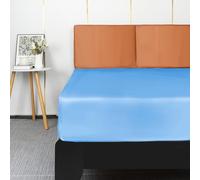 Lirex Sábana Bajera de Satén 180x200cm, para Colchón de hasta 35 cm de Altura, Ropa de Cama de Satén de Poliéster, Lujosa y Suave, Azul Claro