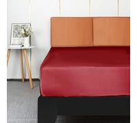 Lirex Sábana Bajera de Satén 90x200cm, para Colchón de hasta 35 cm de Altura, Ropa de Cama de Satén de Poliéster, Lujosa y Suave, Vino Rojo