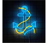 LIRHIQYGF Letrero Neon Ancla Azul Decorativo Bar Oficina Regalo | Neón Azul con luz LED para decorar muros, ideal ambientes oscuros