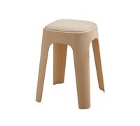 LIRHIQYGF Taburete de plástico apilable contemporáneo con asiento acolchado, taburetes de comedor y cocina (color té con leche)
