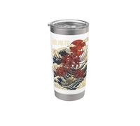 Lirio Araña Rojo Flor Japonesa Flor Silvestre Arte Japonés Vaso térmico de acero inoxidable de doble pared