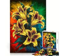 Lirios Amarillos con Fondo de arcoíris para Adultos, Rompecabezas de 1000 Piezas, Think Training Serene Escape, Bordes definidos, Regalo Creativo (38x26cm)