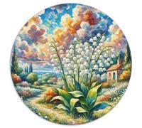Lirios of The Valley Rompecabezas Redondo 1000p Adultos-Niños Blumen Circular Puzzle Niños: 3D CKunstón Juego Familiar Impossible Regalos 1000pcs (67.5x67.5cm)