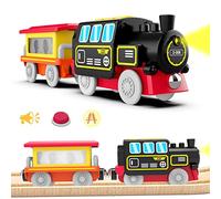 LiRiQi Tren Eléctrico de Acción Con Pilas, Locomotora Magnética Compatible Con Vías de Madera, Para Niños y Niñas