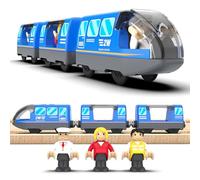 LiRiQi Tren Eléctrico de Locomotora con Pilas, Juguete de Motor Compatible con Thomas y Brio, Coche de Juguetes Cumpleaños para Niños Pequeños, Azul