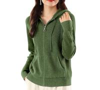 LIROMA Cárdigan De Punto con Capucha para Mujer, Cárdigan De Punto Acanalado Informal Abrigo con Cremallera Frontal Abierta Otoño Invierno Chaqueta De Punto Suave Y Acogedora Jersey Abrigo Sudad