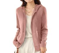 LIROMA Cárdigan De Punto con Capucha para Mujer, Cárdigan De Punto Acanalado Informal Abrigo con Cremallera Frontal Abierta Otoño Invierno Chaqueta De Punto Suave Y Acogedora Jersey Abrigo Sudad