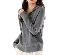 LIROMA Cárdigan De Punto con Capucha para Mujer, Cárdigan De Punto Acanalado Informal Abrigo con Cremallera Frontal Abierta Otoño Invierno Chaqueta De Punto Suave Y Acogedora Jersey Abrigo Sudad