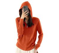 LIROMA Cárdigan De Punto con Capucha para Mujer, Cárdigan De Punto Acanalado Informal Abrigo con Cremallera Frontal Abierta Otoño Invierno Chaqueta De Punto Suave Y Acogedora Jersey Abrigo Sudad