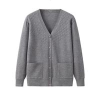 LIROMA Cárdigans con Cuello En V para Mujer, Cárdigan De Punto para Señoras De Mediana Edad Y Mayores, Jacquard Sólido, Cárdigan con Botones De Manga Larga, Suéteres, Abrigo De Punto Cálido