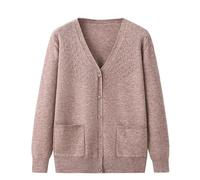 LIROMA Cárdigans con Cuello En V para Mujer, Cárdigan De Punto para Señoras De Mediana Edad Y Mayores, Jacquard Sólido, Cárdigan con Botones De Manga Larga, Suéteres, Abrigo De Punto Cálido