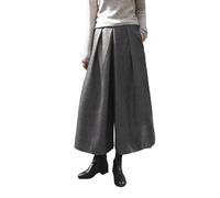 LIROMA Pantalones Anchos para Mujer Invierno,Pantalones Palazzo De Cintura Alta De Moda Pantalones Culottes Mezclados De Lana De Espiga Pantalones Cortos Holgados Elegantes Pantalones con Bolsillos